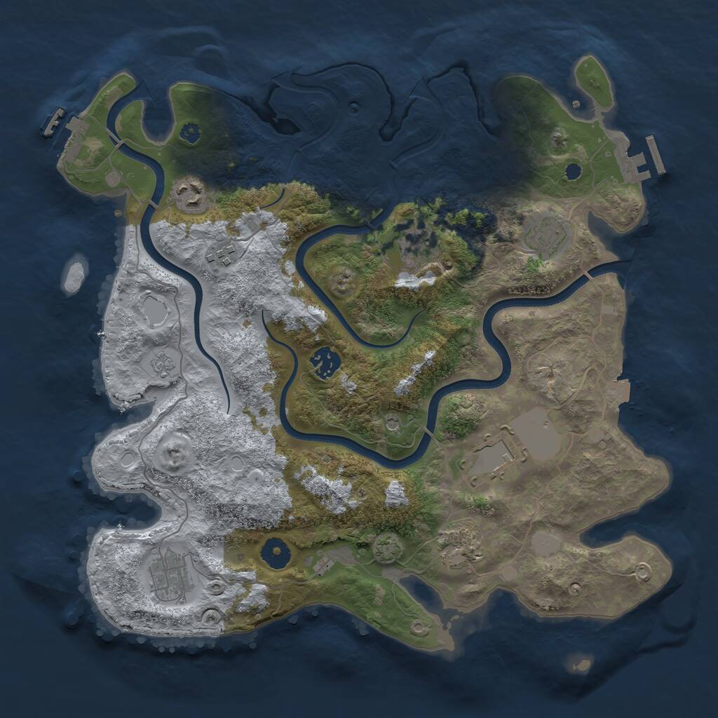 Rust Map: Procedural Map, Size: 3650, Seed: 96729389, 14 Monuments