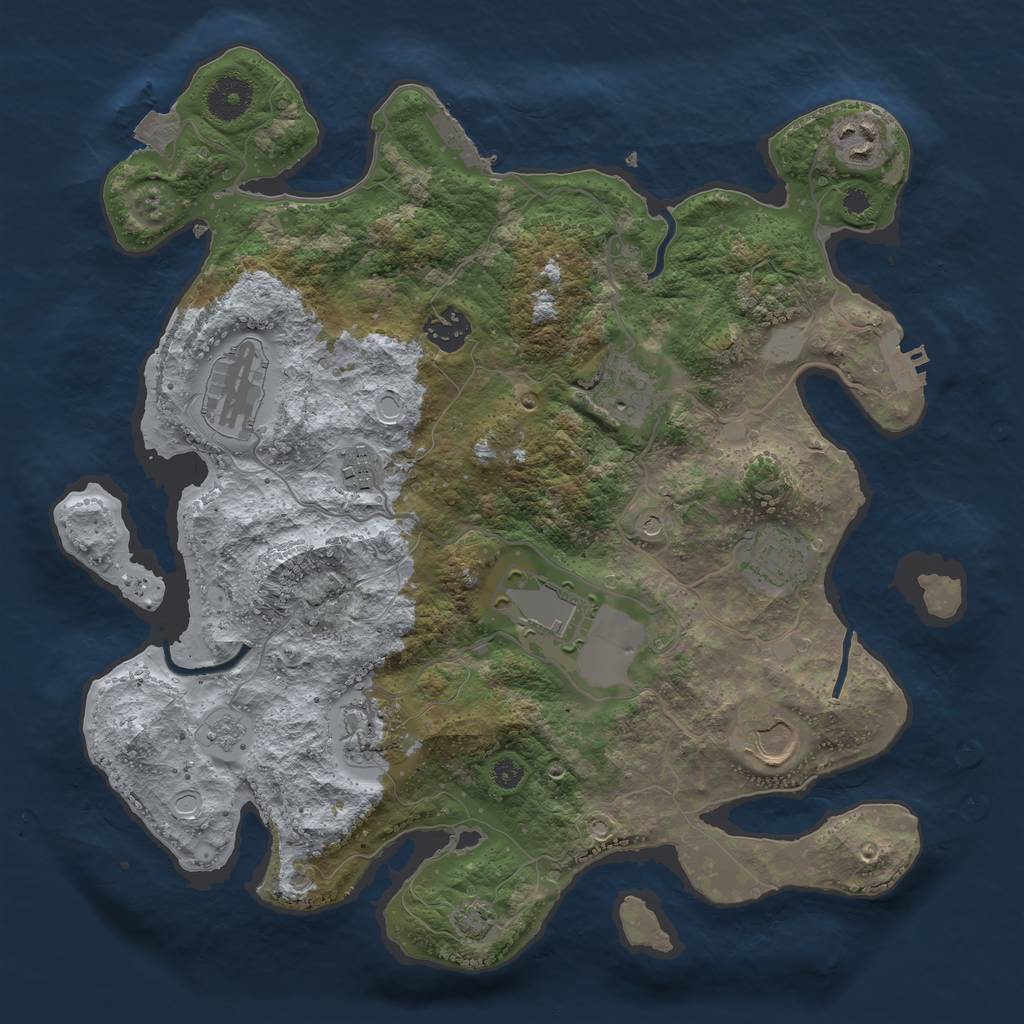 Rust Map: Procedural Map, Size: 3500, Seed: 1219722759, 17 Monuments