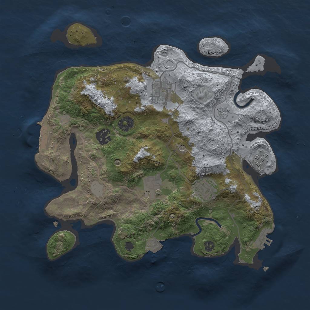 Rust Map: Procedural Map, Size: 3000, Seed: 894766457, 12 Monuments