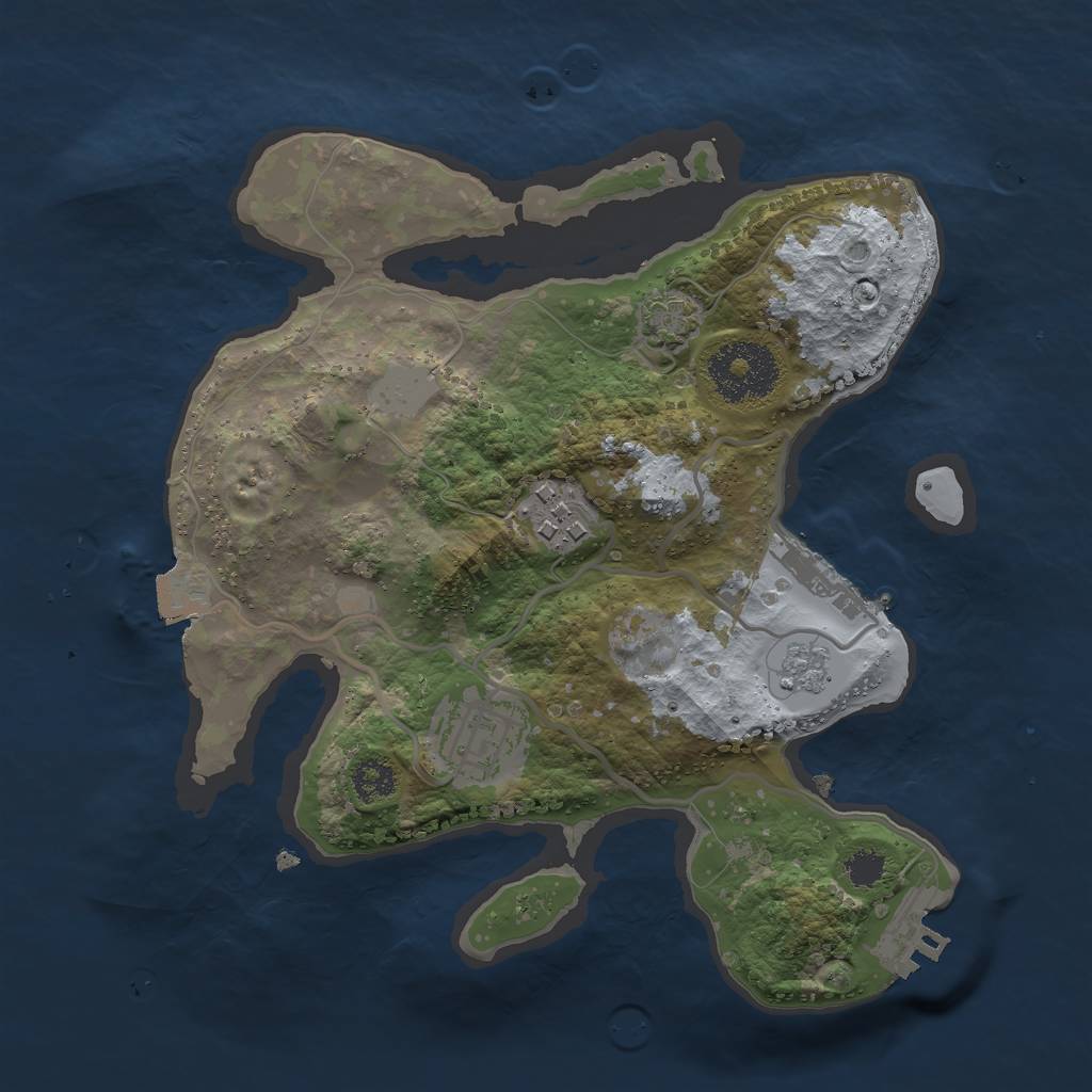 Rust Map: Procedural Map, Size: 2500, Seed: 270847511, 9 Monuments