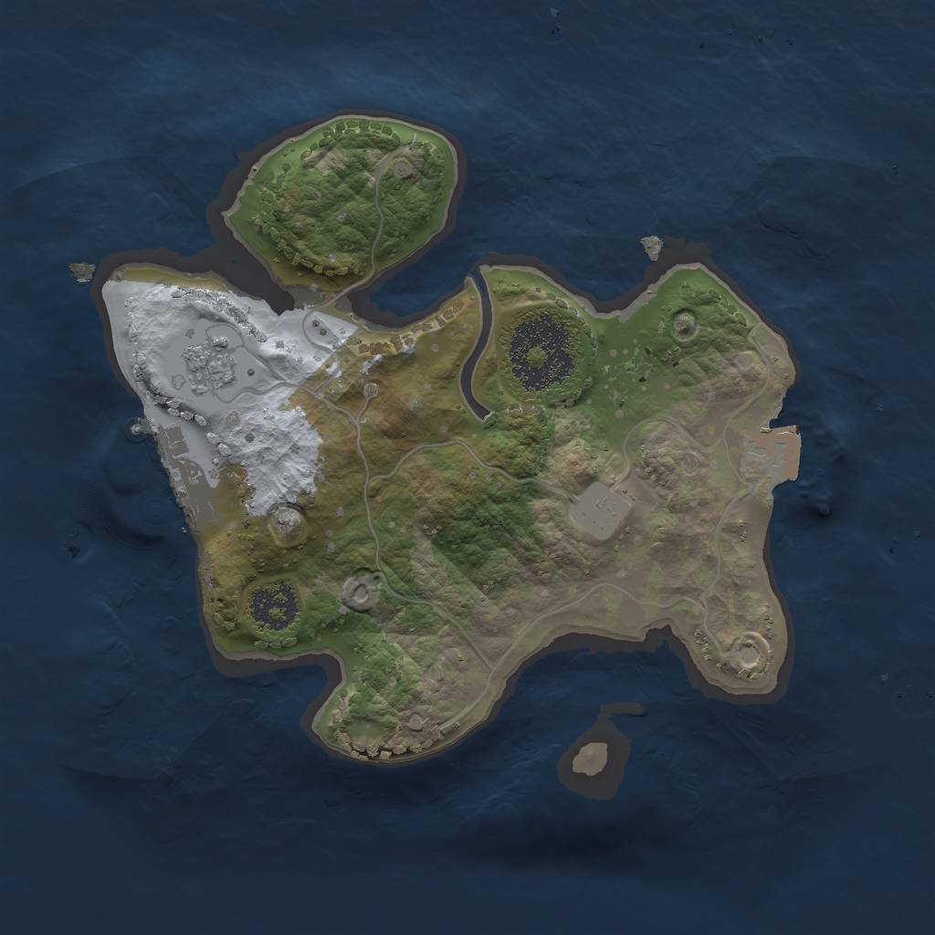 Rust Map: Procedural Map, Size: 2000, Seed: 1243287352, 5 Monuments