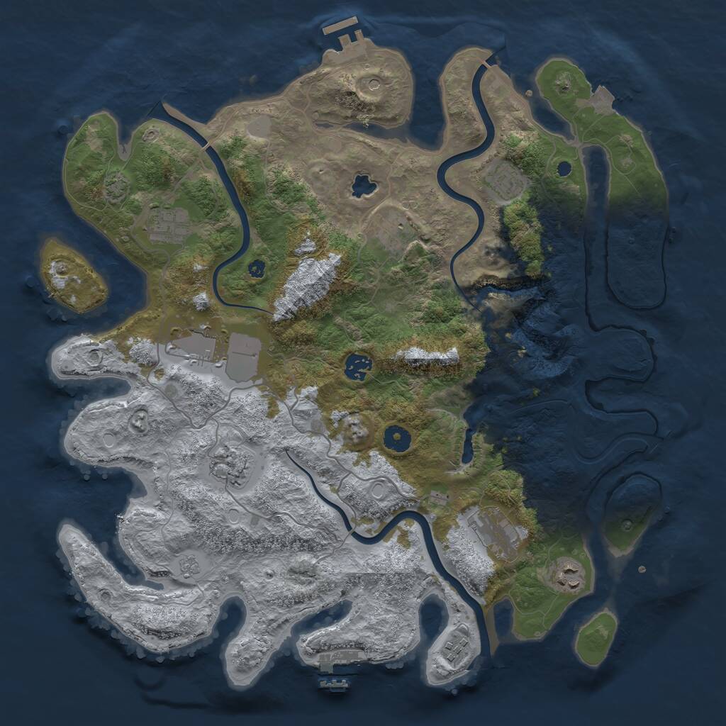 Rust Map: Procedural Map, Size: 4050, Seed: 1187896581, 15 Monuments
