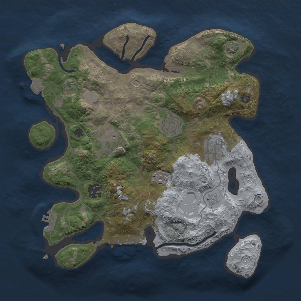 Rust Map: Procedural Map, Size: 3000, Seed: 975666101, 13 Monuments