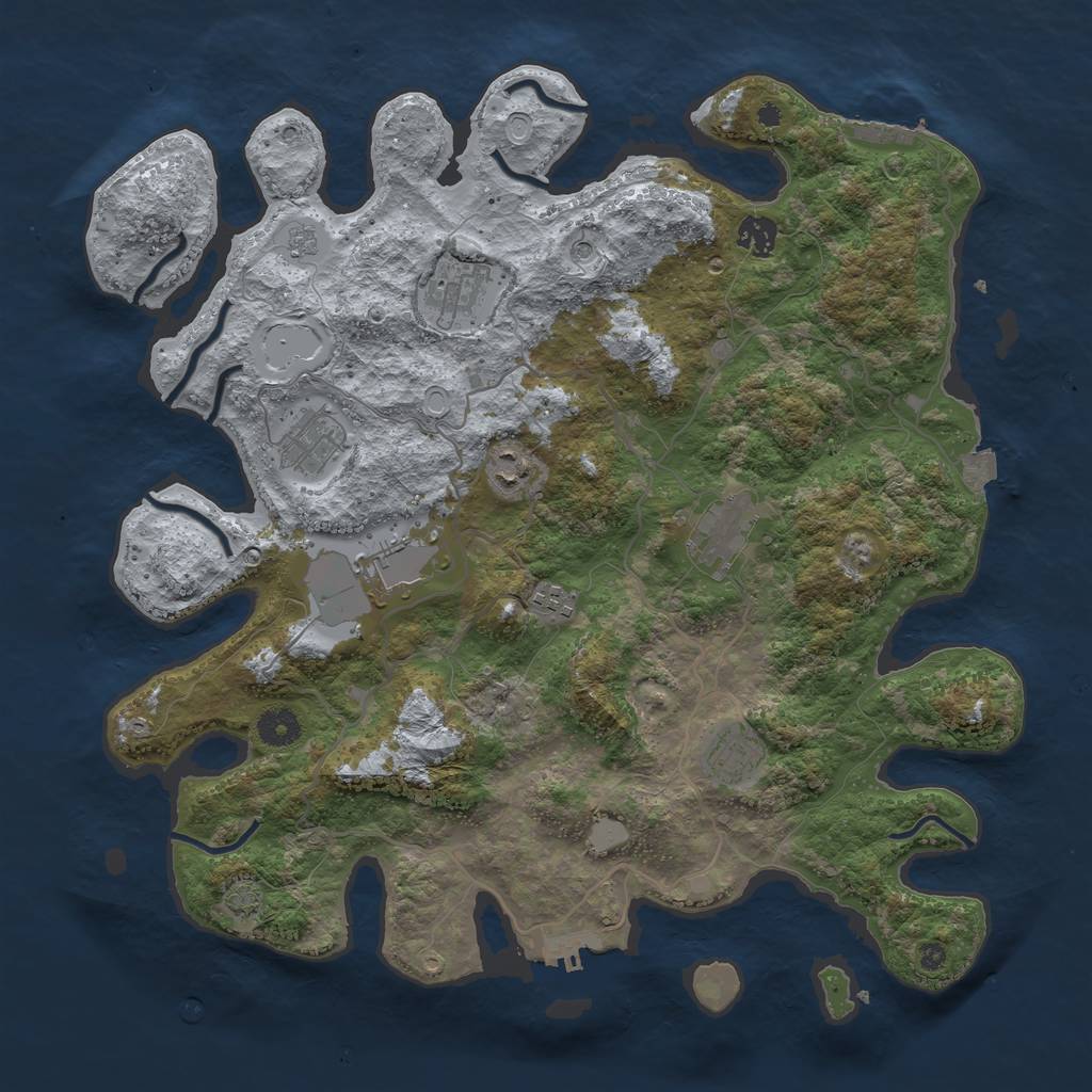 Rust Map: Procedural Map, Size: 4000, Seed: 651981118, 16 Monuments