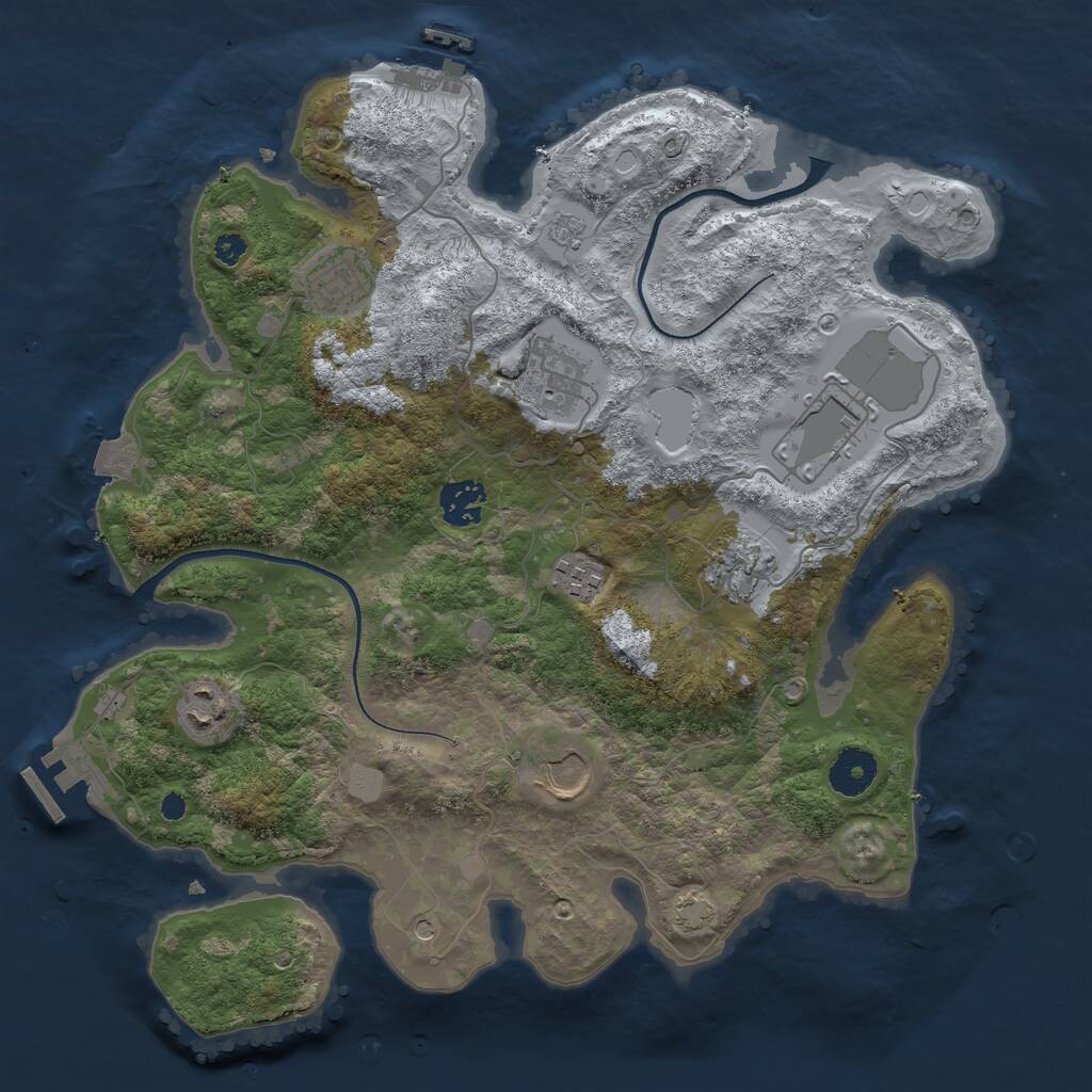 Rust Map: Procedural Map, Size: 3500, Seed: 51951990, 14 Monuments