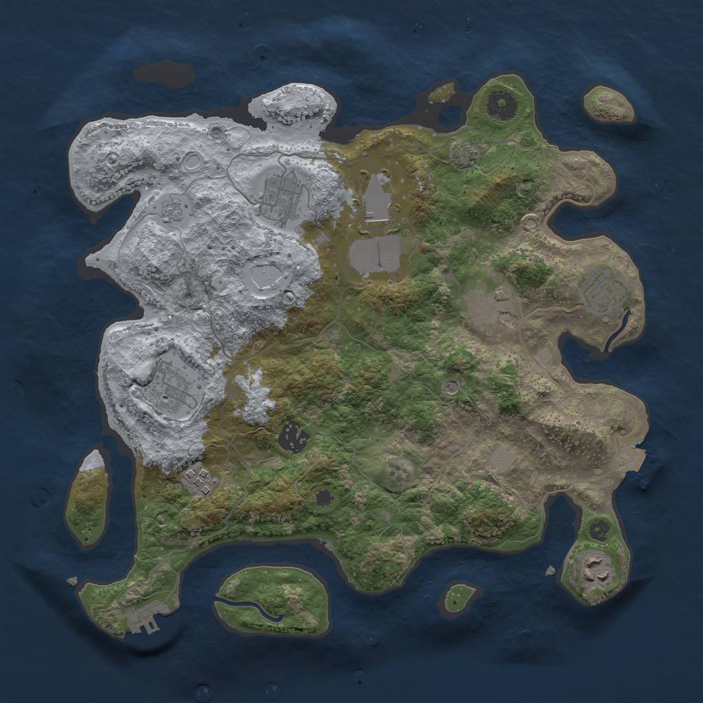 Rust Map: Procedural Map, Size: 3500, Seed: 2135804925, 15 Monuments