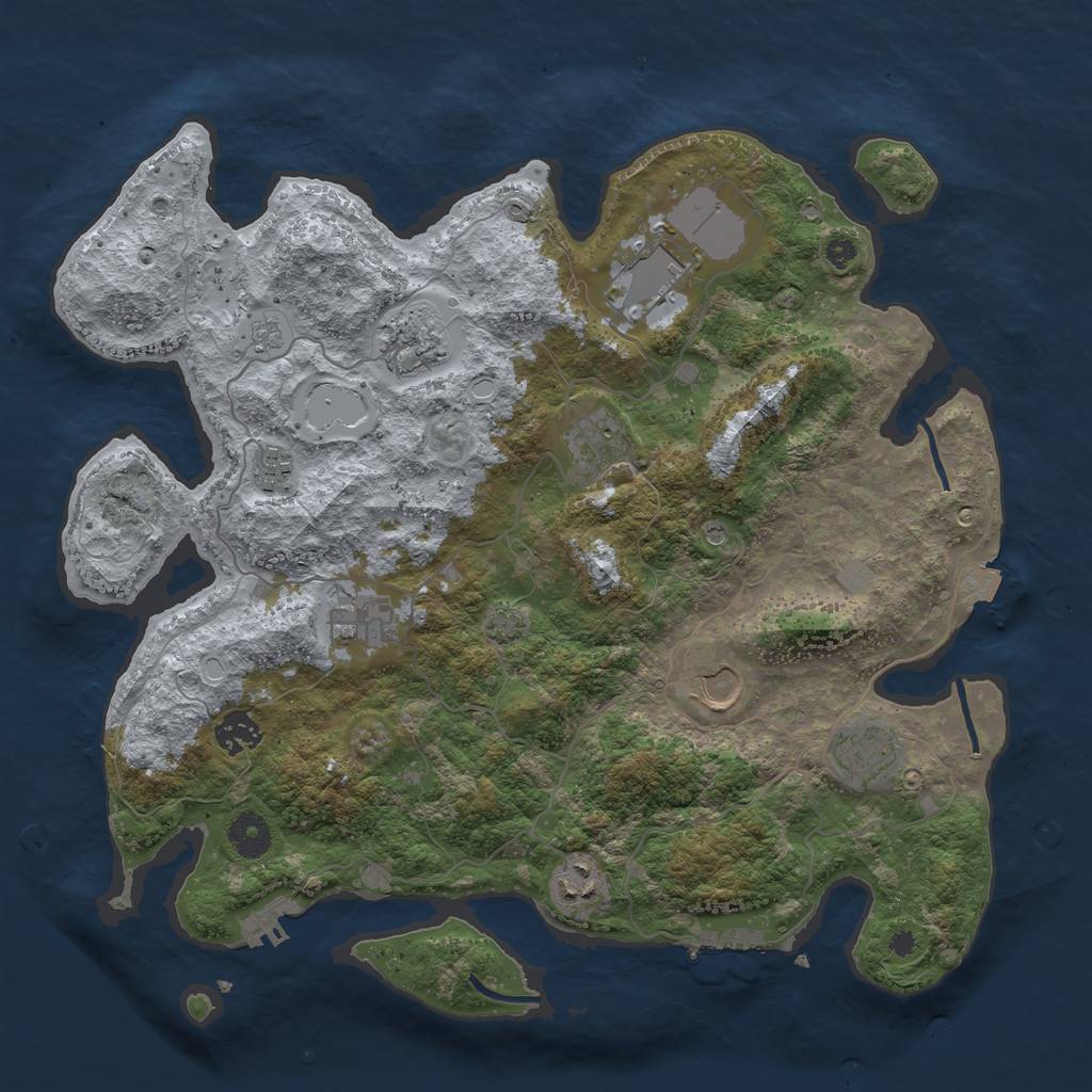 Rust Map: Procedural Map, Size: 3750, Seed: 27076921, 17 Monuments