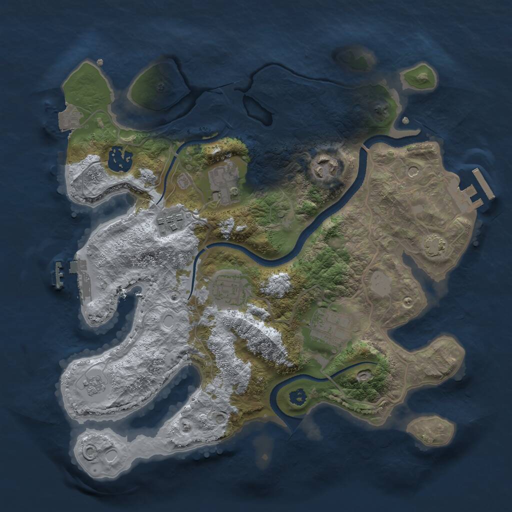 Rust Map: Procedural Map, Size: 3000, Seed: 76281, 12 Monuments