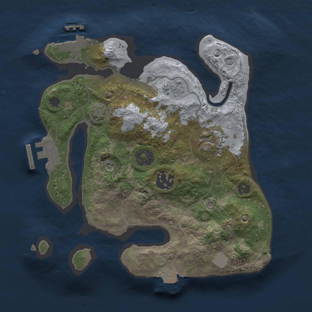 Rust Map: Procedural Map, Size: 2500, Seed: 1203827239, 10 Monuments