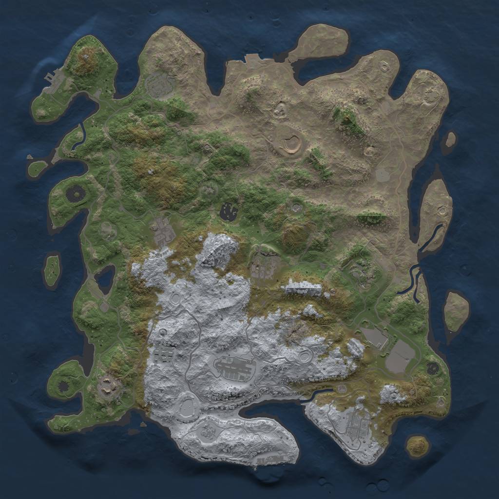 Rust Map: Procedural Map, Size: 4100, Seed: 77043556, 19 Monuments