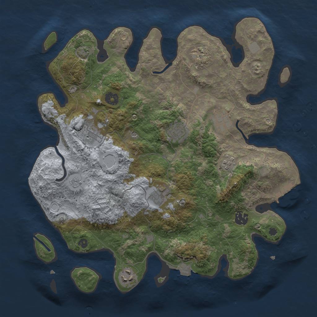 Rust Map: Procedural Map, Size: 3450, Seed: 16794282, 15 Monuments
