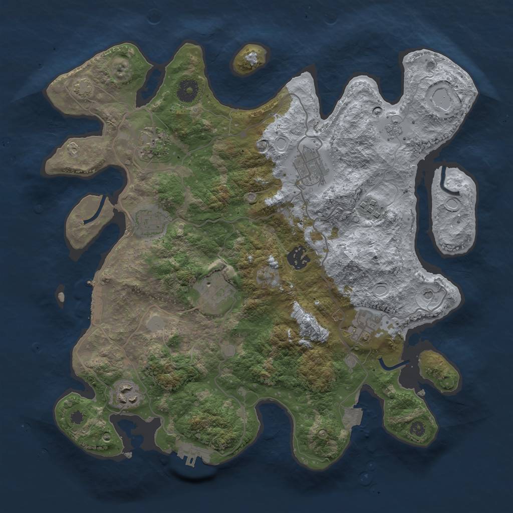 Rust Map: Procedural Map, Size: 3450, Seed: 28937625, 16 Monuments