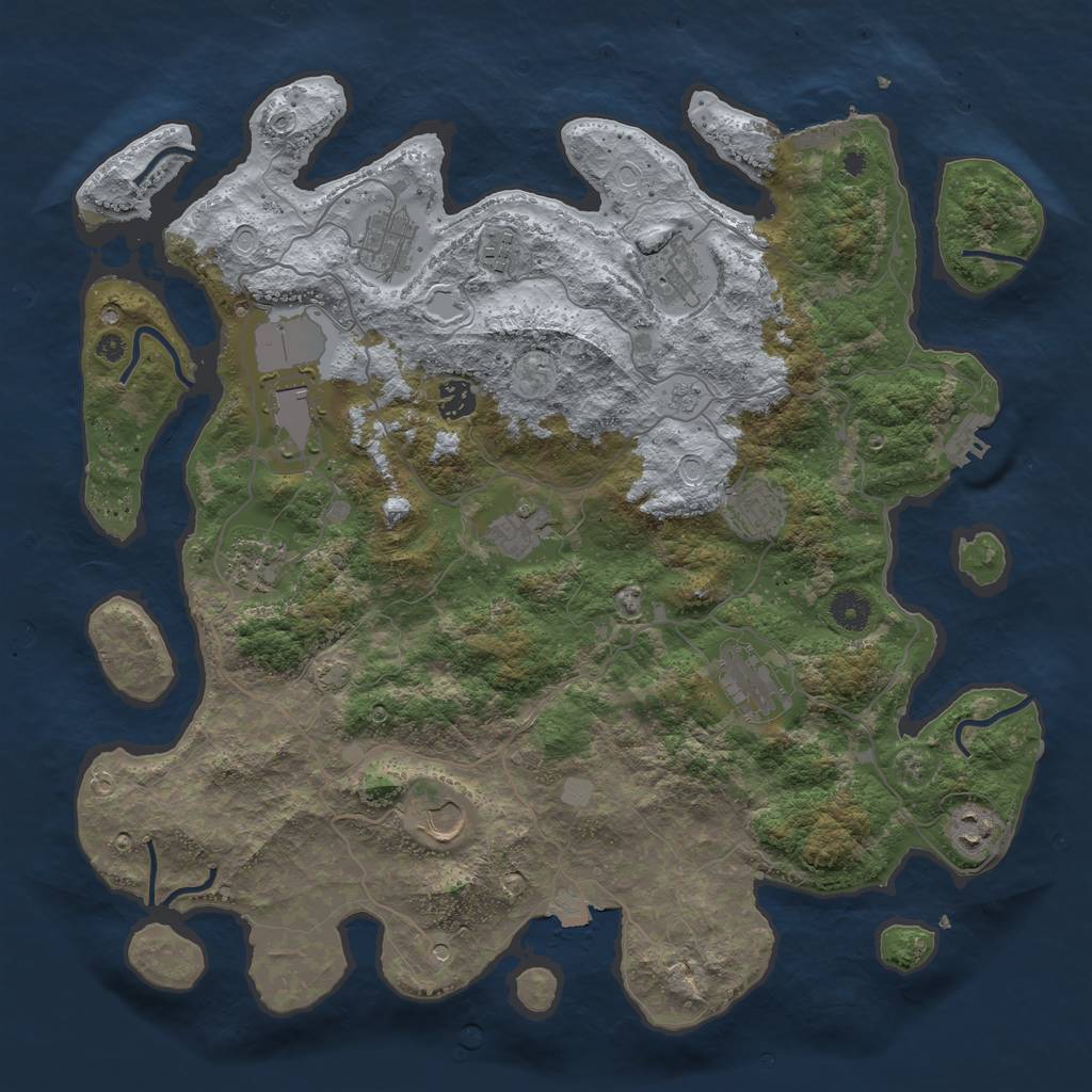 Rust Map: Procedural Map, Size: 4100, Seed: 49014235, 19 Monuments