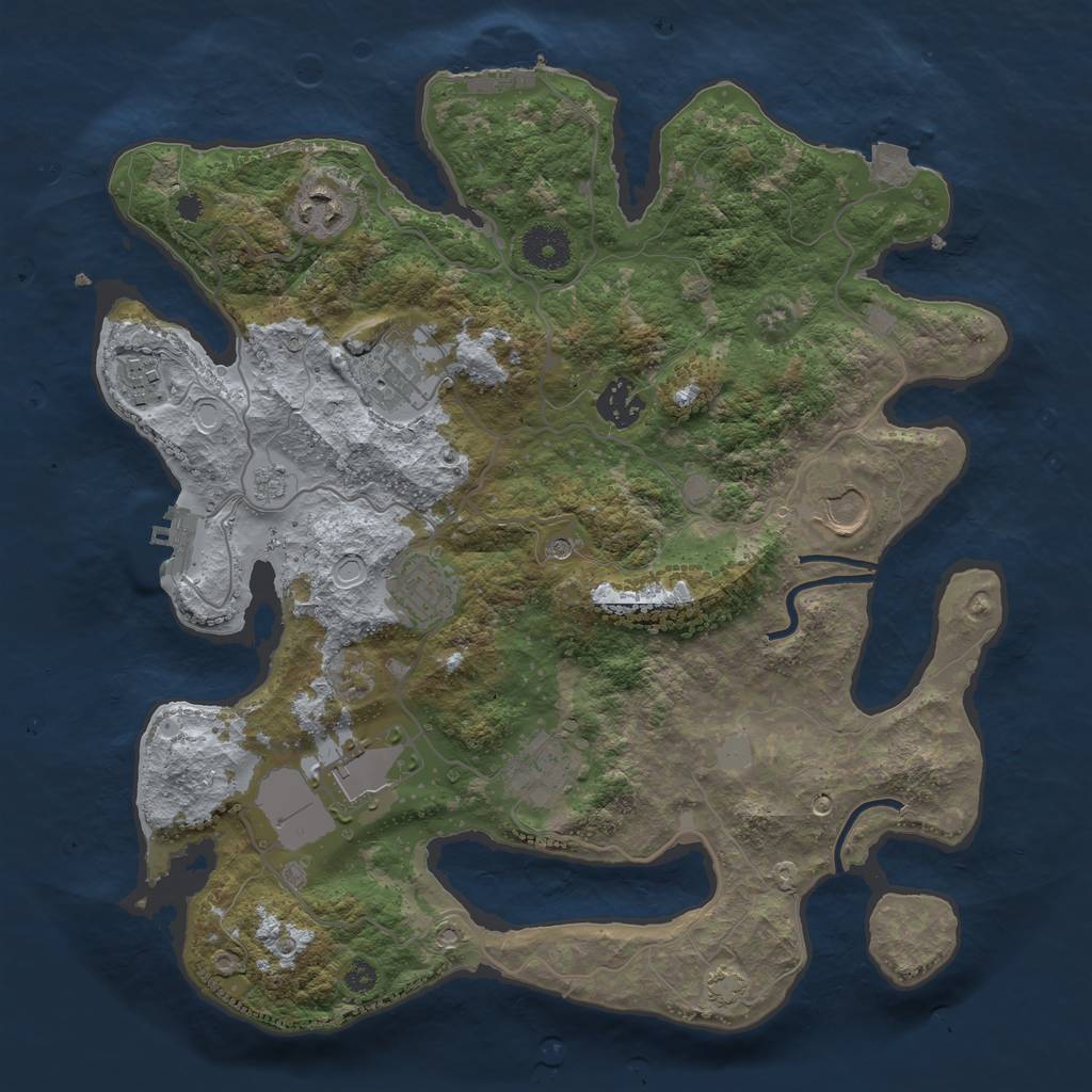Rust Map: Procedural Map, Size: 3500, Seed: 45736351, 16 Monuments