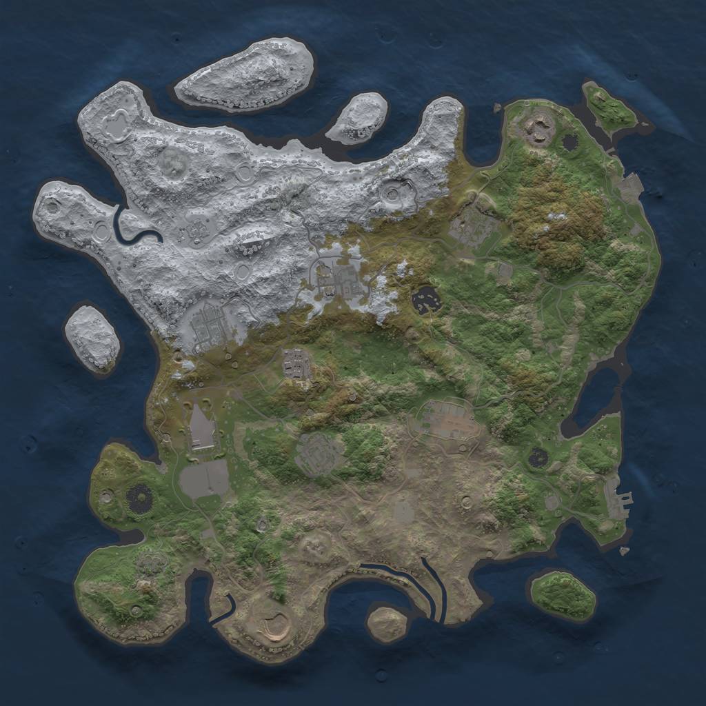 Rust Map: Procedural Map, Size: 3750, Seed: 94167689, 17 Monuments