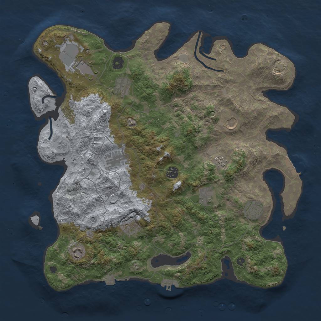 Rust Map: Procedural Map, Size: 4000, Seed: 37777, 18 Monuments