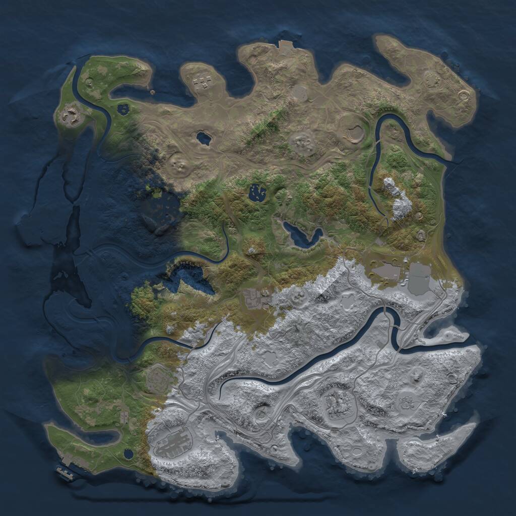 Rust Map: Procedural Map, Size: 4300, Seed: 24463476, 16 Monuments