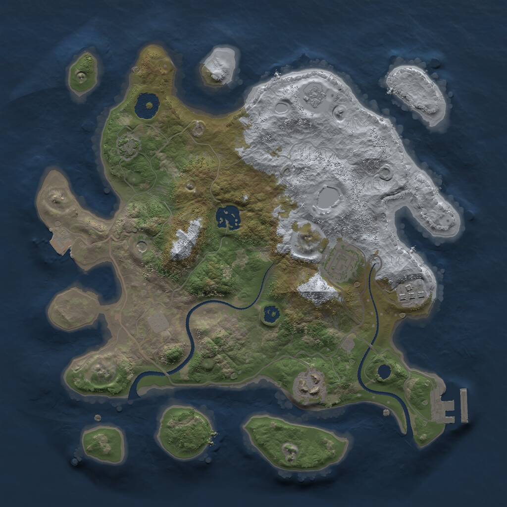 Rust Map: Procedural Map, Size: 3000, Seed: 7692, 9 Monuments
