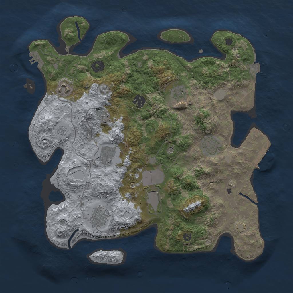 Rust Map: Procedural Map, Size: 3500, Seed: 123951205, 16 Monuments