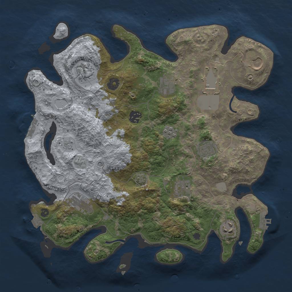 Rust Map: Procedural Map, Size: 3500, Seed: 423371014, 18 Monuments