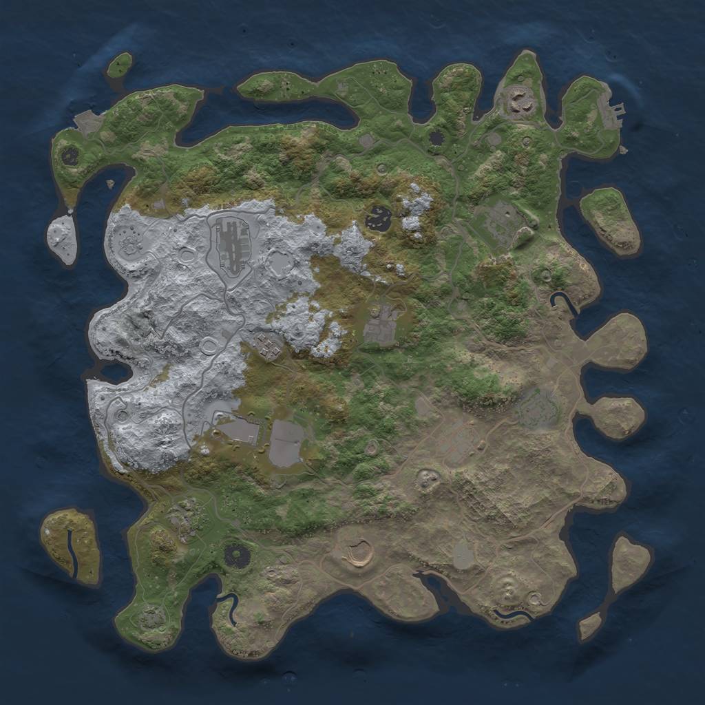 Rust Map: Procedural Map, Size: 4000, Seed: 18973194, 18 Monuments