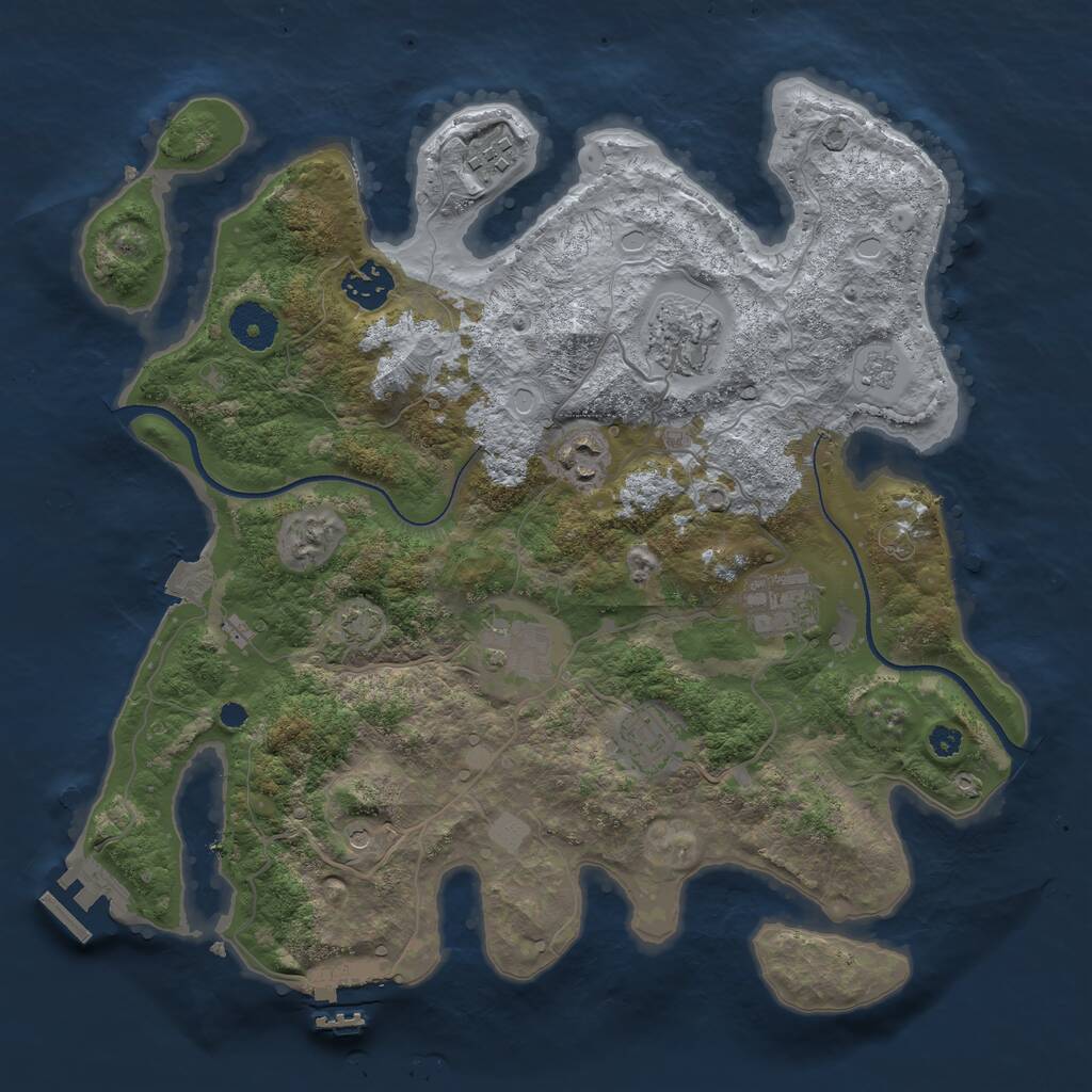 Rust Map: Procedural Map, Size: 3450, Seed: 85626338, 13 Monuments
