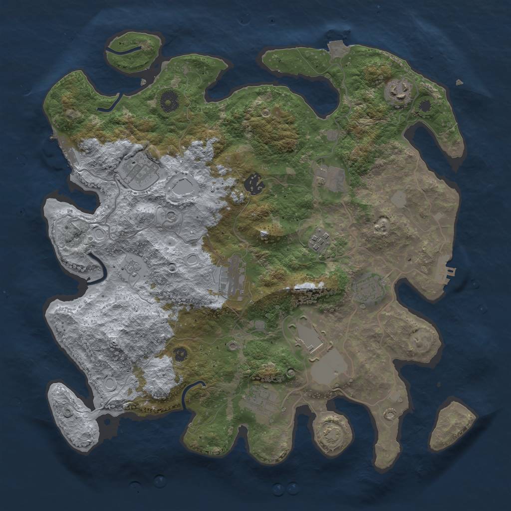 Rust Map: Procedural Map, Size: 3750, Seed: 66702099, 17 Monuments