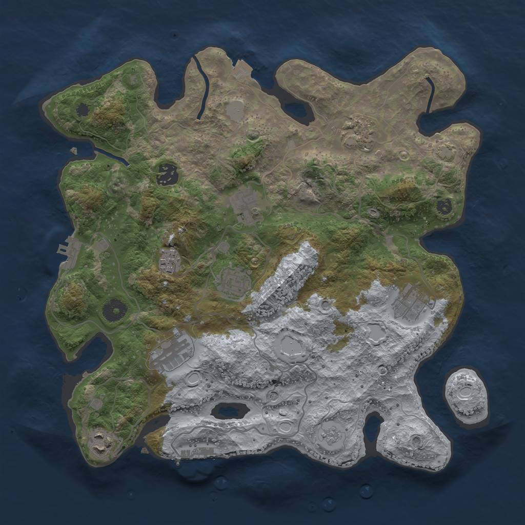 Rust Map: Procedural Map, Size: 3450, Seed: 91908543, 16 Monuments