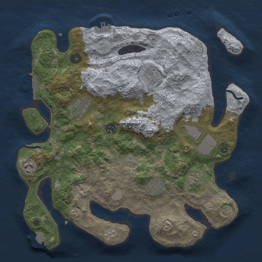 Rust Map: Procedural Map, Size: 3500, Seed: 73328347, 16 Monuments