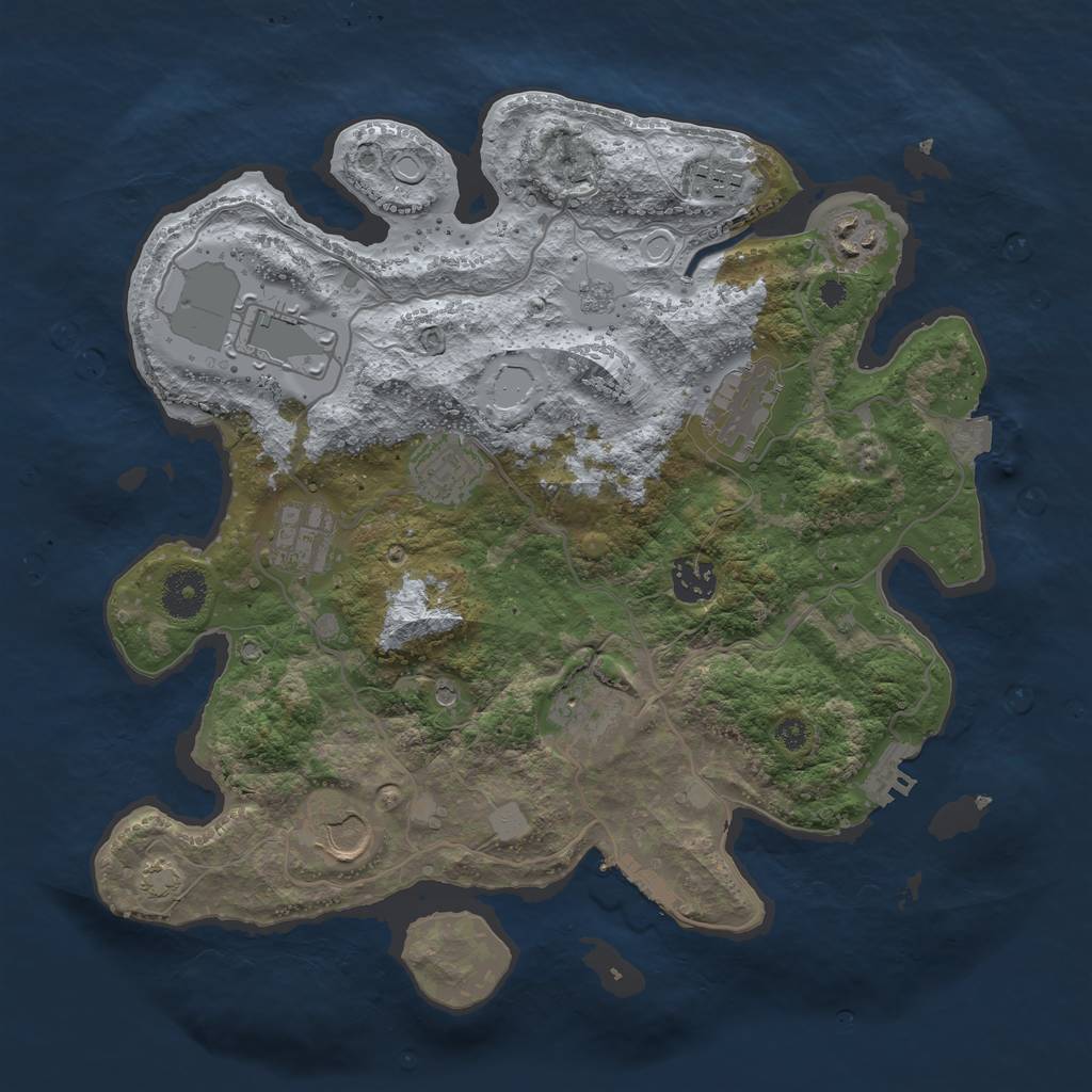 Rust Map: Procedural Map, Size: 3500, Seed: 53804542, 17 Monuments