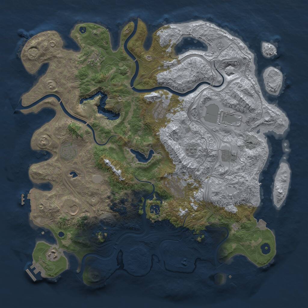 Rust Map: Procedural Map, Size: 4400, Seed: 75136404, 16 Monuments