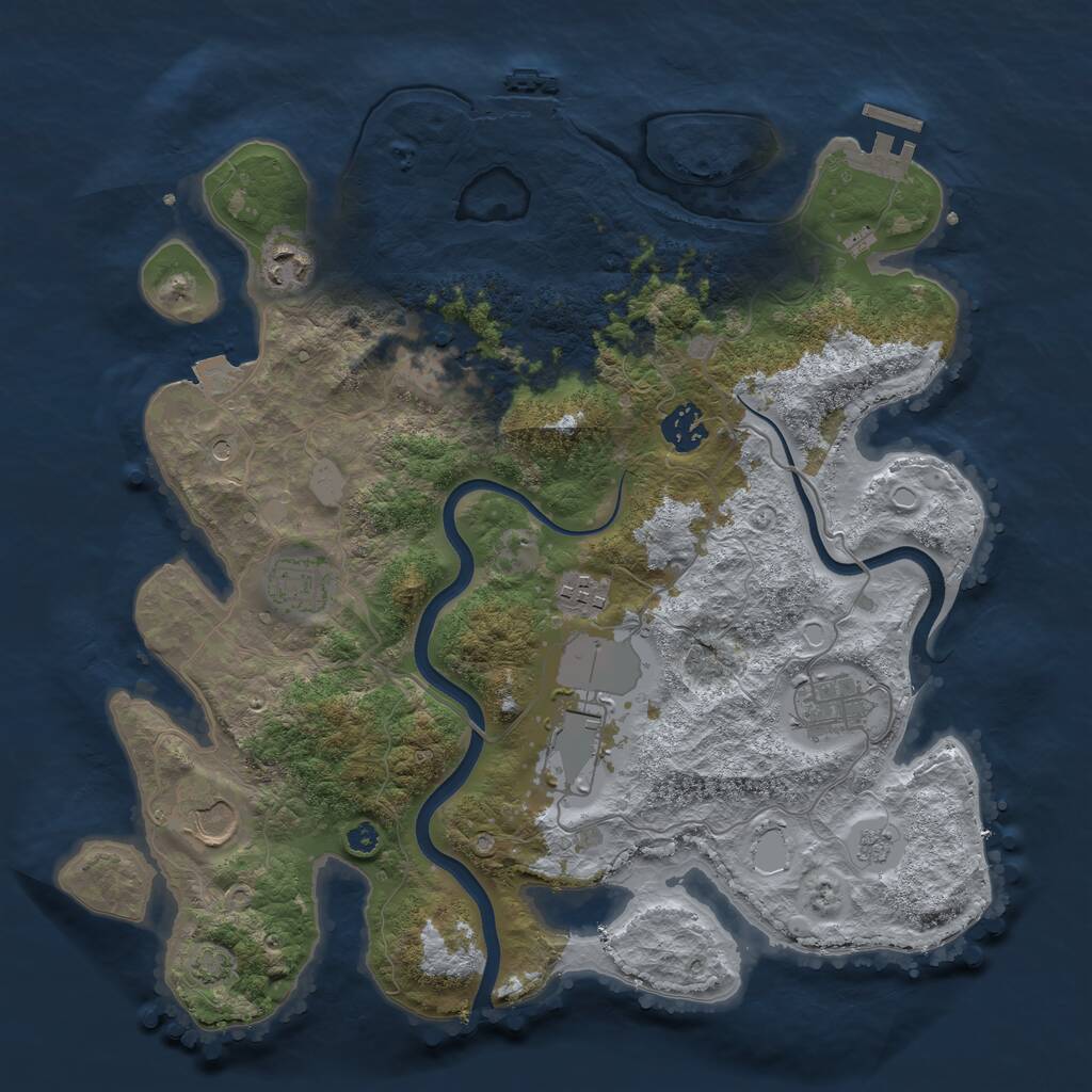 Rust Map: Procedural Map, Size: 3600, Seed: 73724966, 14 Monuments