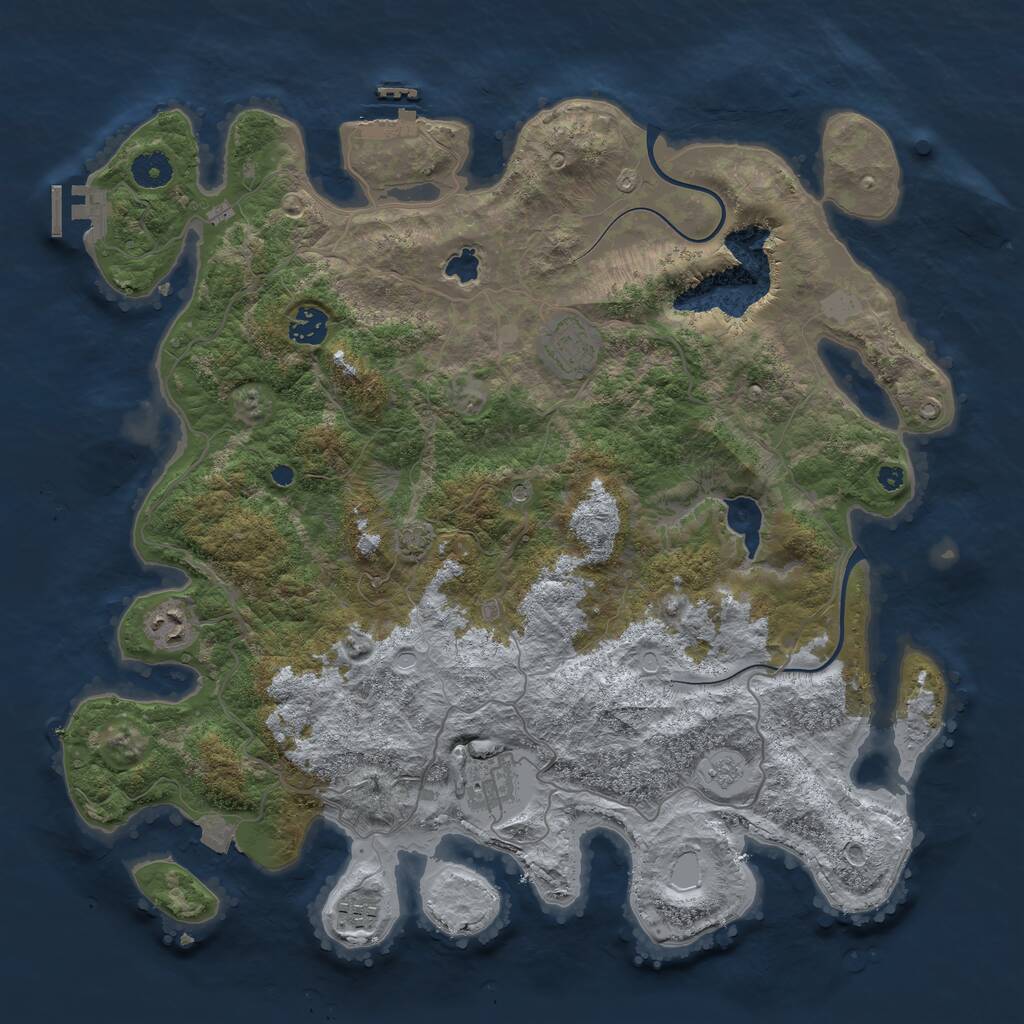 Rust Map: Procedural Map, Size: 4000, Seed: 725113955, 11 Monuments