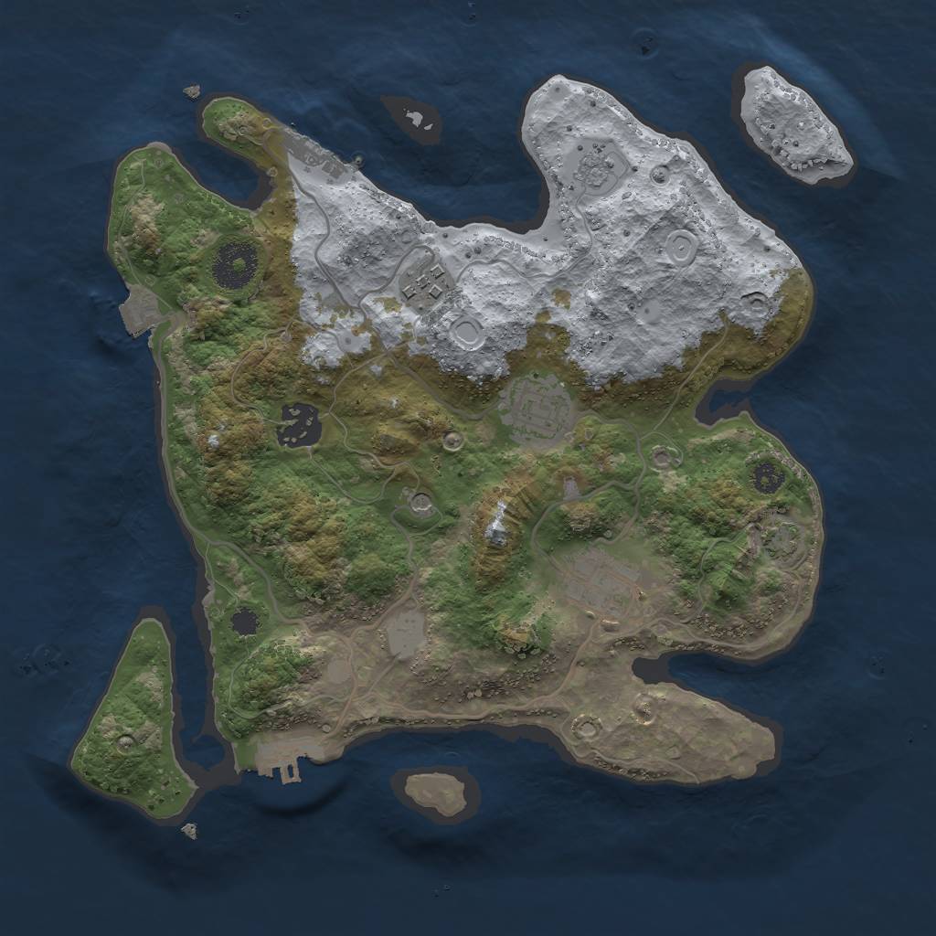 Rust Map: Procedural Map, Size: 3000, Seed: 1823959310, 12 Monuments