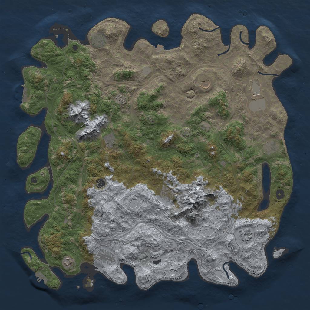 Rust Map: Procedural Map, Size: 5000, Seed: 1602160160, 19 Monuments
