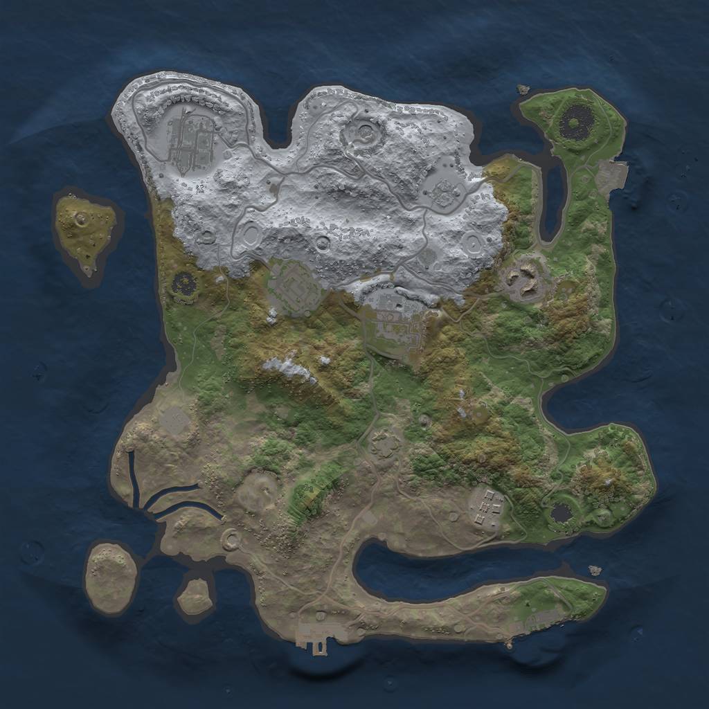 Rust Map: Procedural Map, Size: 3000, Seed: 628450844, 13 Monuments