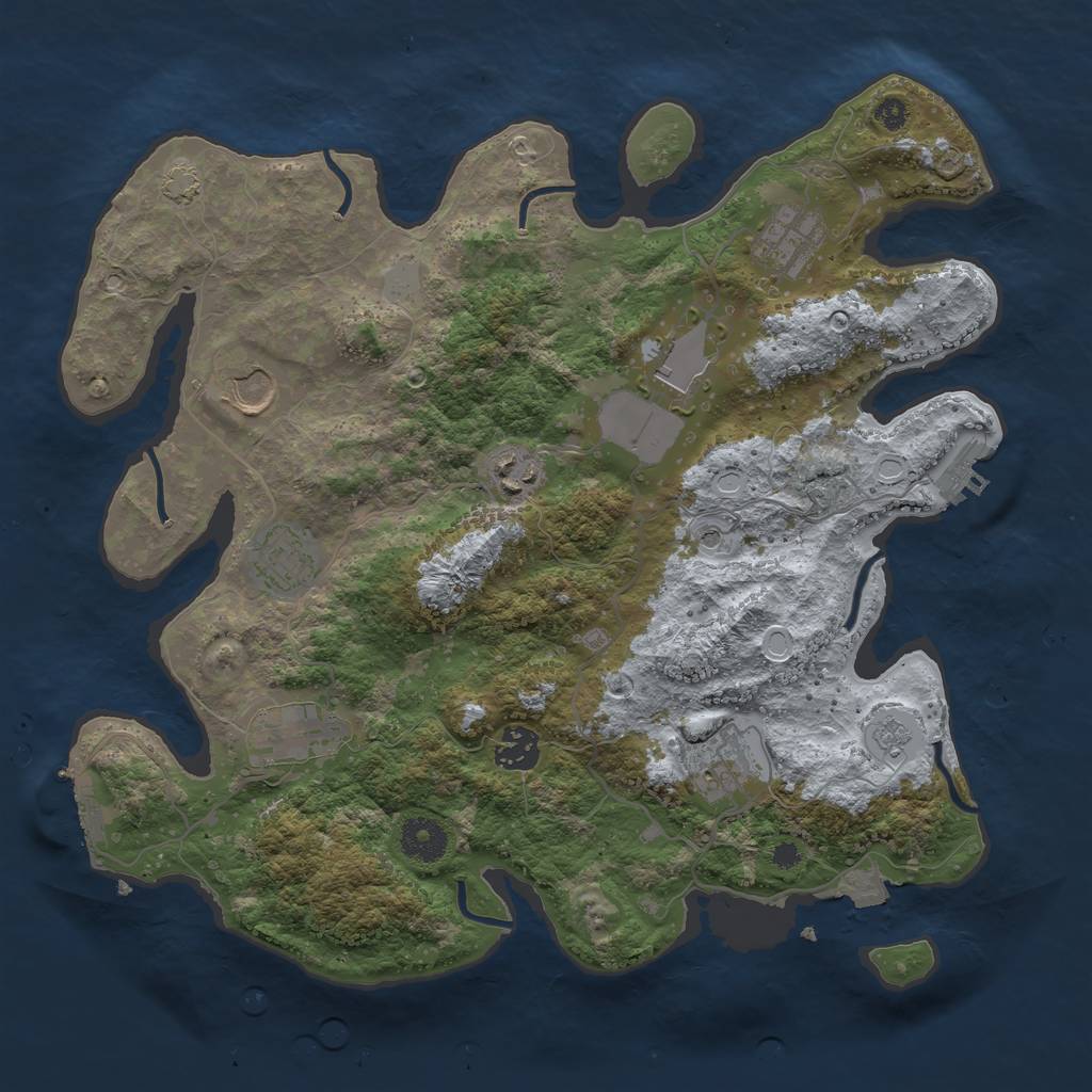 Rust Map: Procedural Map, Size: 3560, Seed: 50500, 16 Monuments