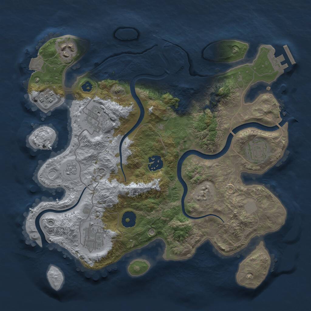 Rust Map: Procedural Map, Size: 3000, Seed: 1875, 10 Monuments