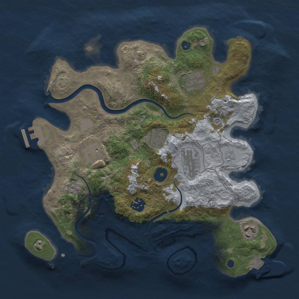 Rust Map: Procedural Map, Size: 3250, Seed: 365997277, 12 Monuments