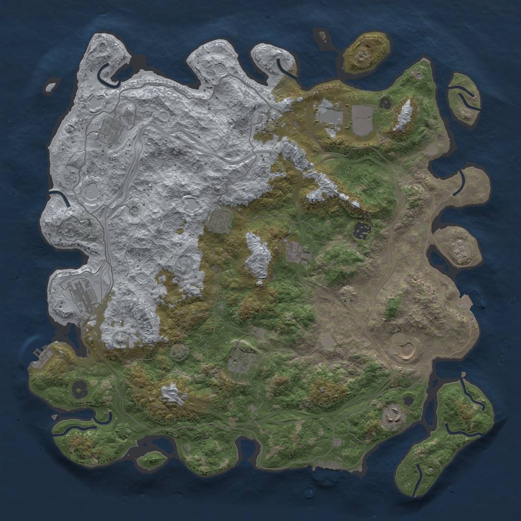 Rust Map: Procedural Map, Size: 4500, Seed: 1177221125, 19 Monuments