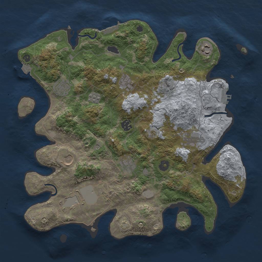 Rust Map: Procedural Map, Size: 3600, Seed: 803767289, 17 Monuments