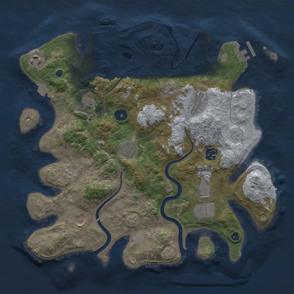 Rust Map: Procedural Map, Size: 3600, Seed: 803767289, 14 Monuments