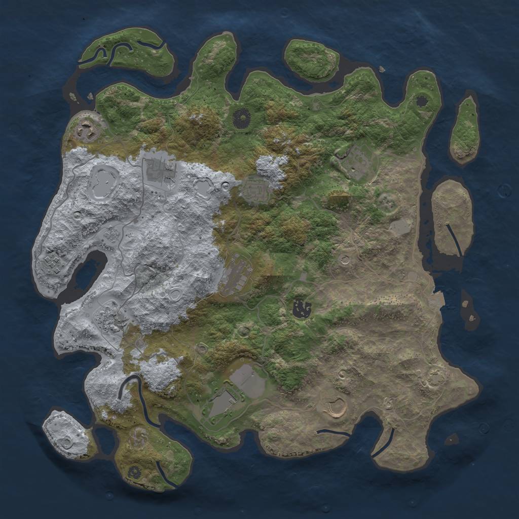 Rust Map: Procedural Map, Size: 3950, Seed: 15263814, 16 Monuments