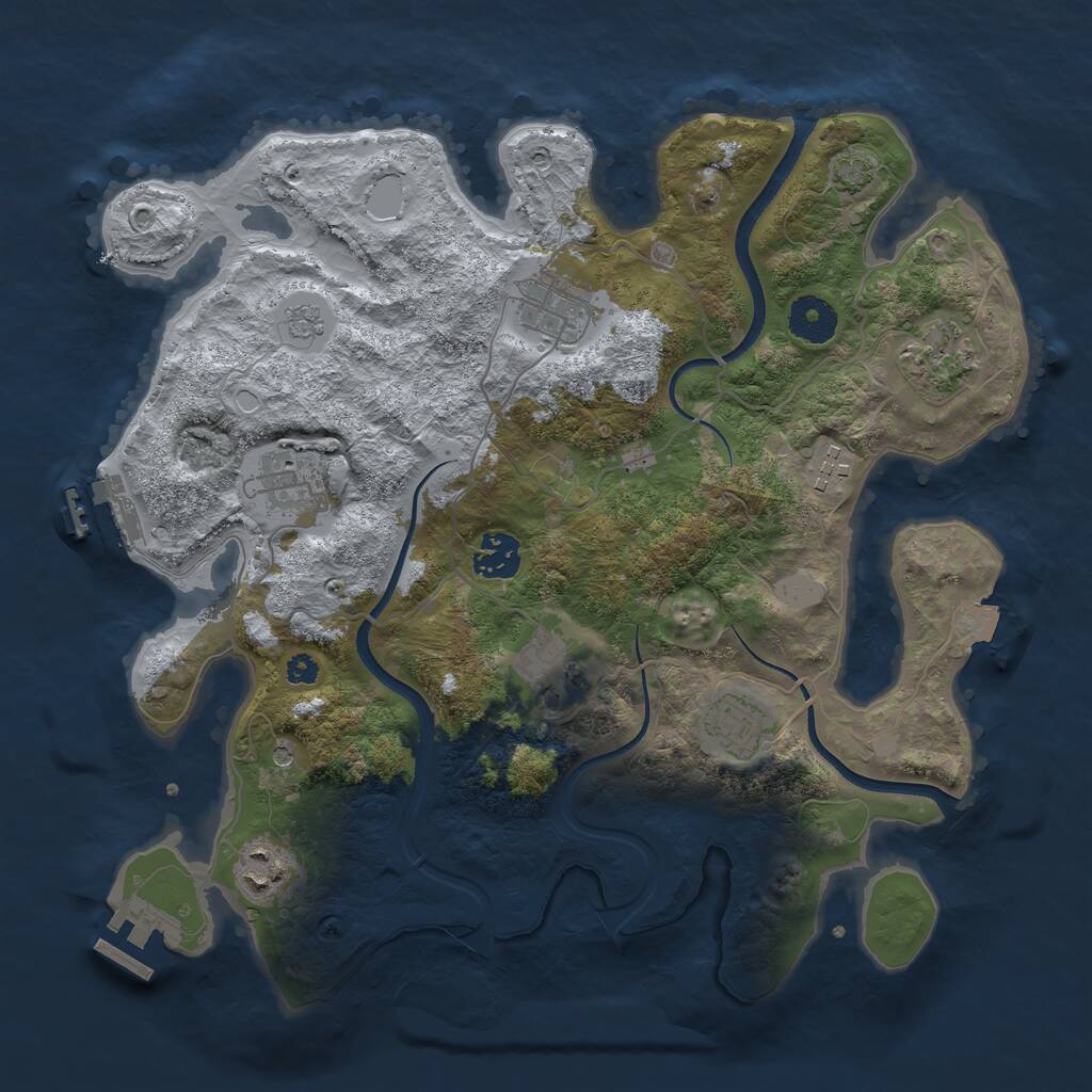 Rust Map: Procedural Map, Size: 3450, Seed: 47827810, 14 Monuments