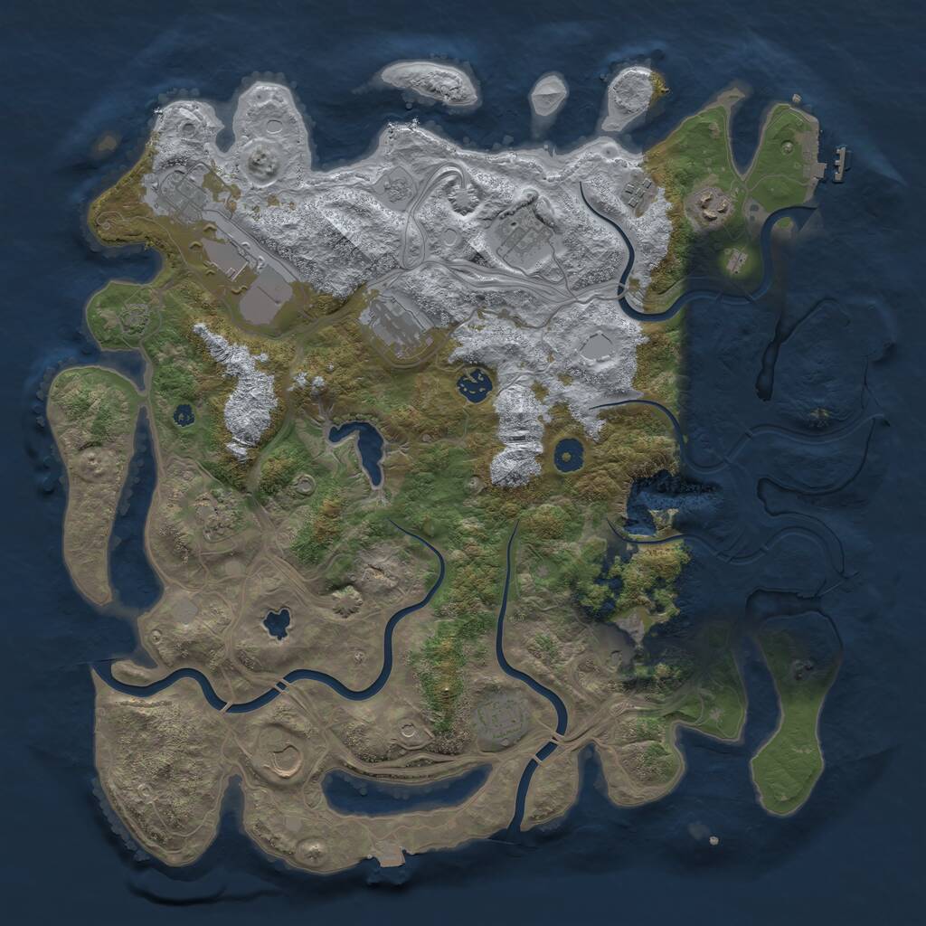 Rust Map: Procedural Map, Size: 4300, Seed: 8395806, 17 Monuments