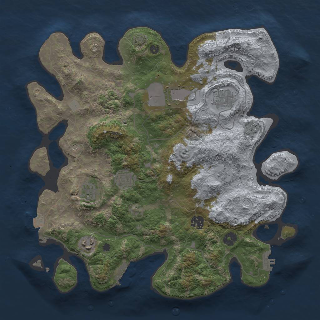 Rust Map: Procedural Map, Size: 3550, Seed: 16683203, 15 Monuments