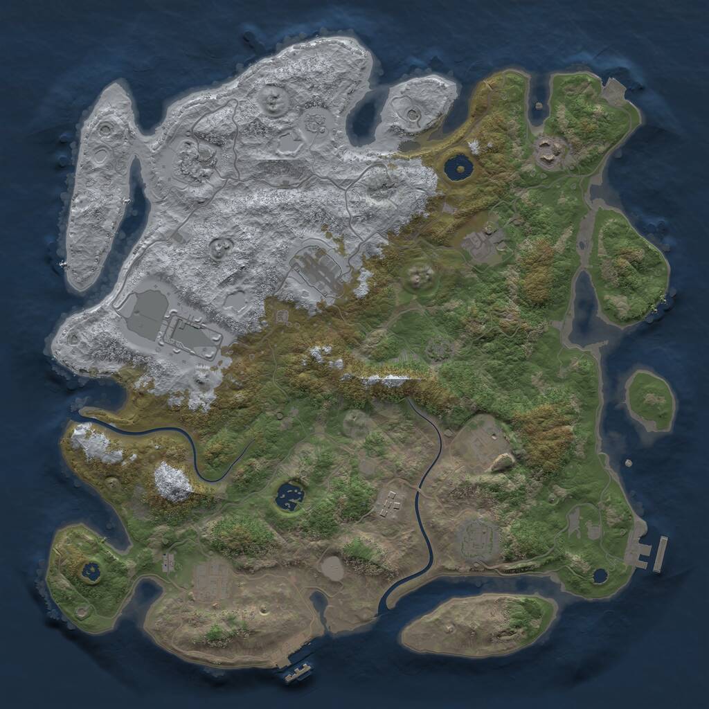 Rust Map: Procedural Map, Size: 3950, Seed: 16709192, 16 Monuments