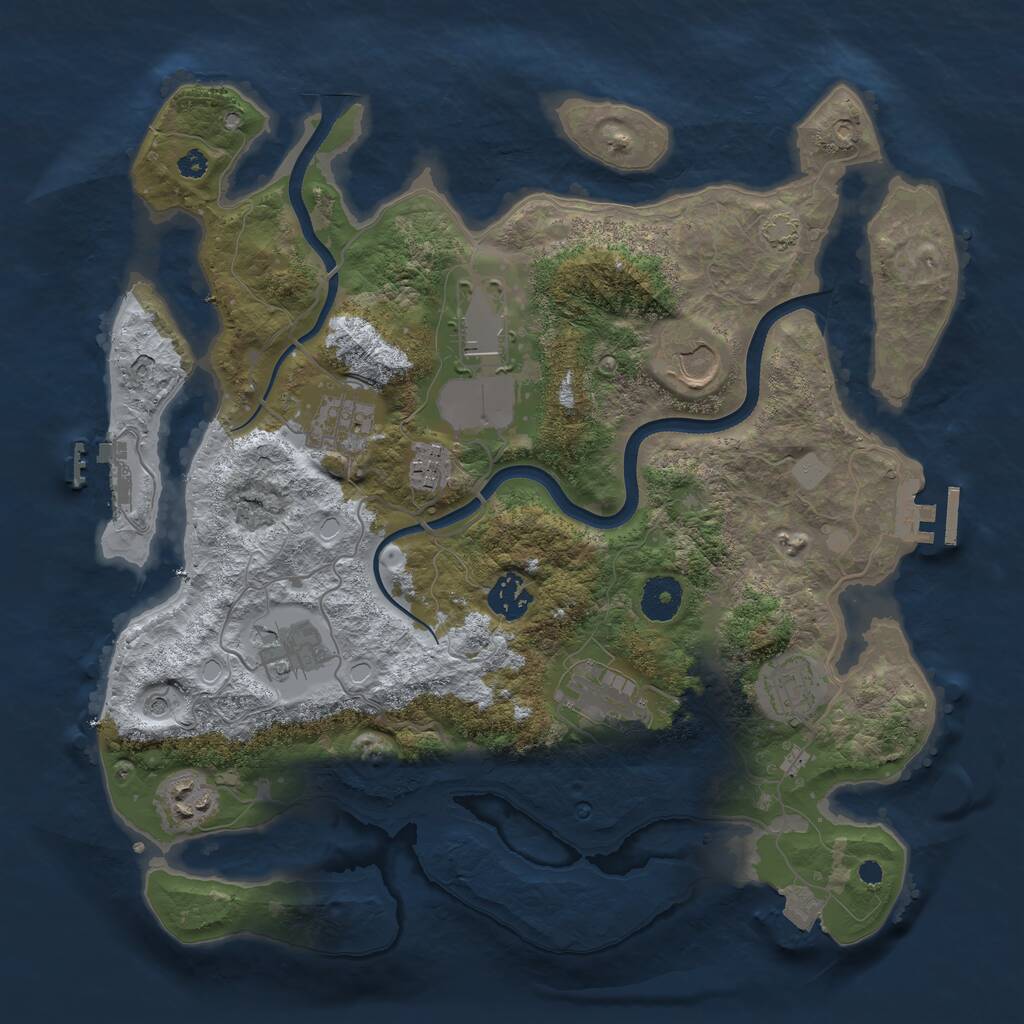 Rust Map: Procedural Map, Size: 3550, Seed: 61872733, 14 Monuments