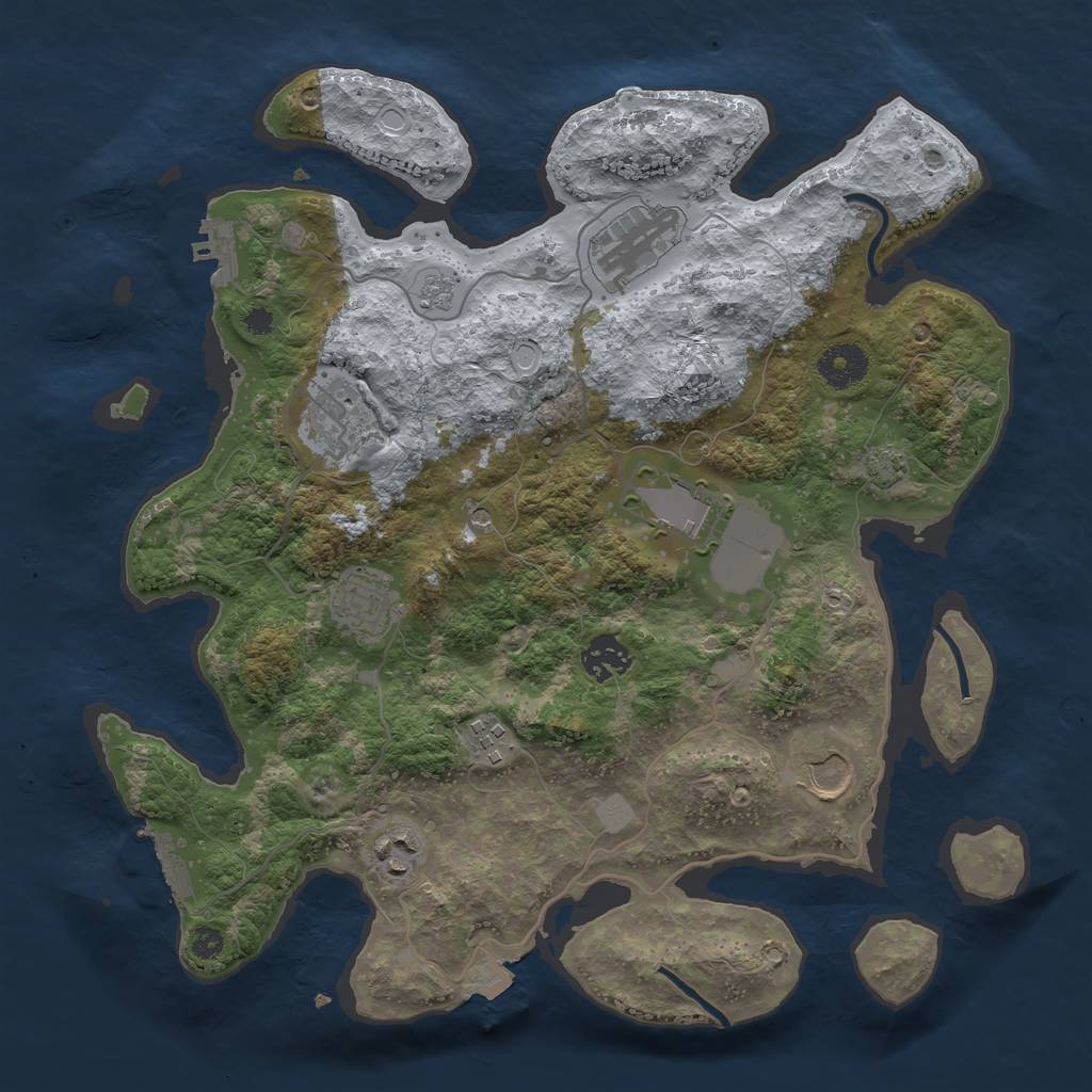 Rust Map: Procedural Map, Size: 3500, Seed: 80046223, 16 Monuments