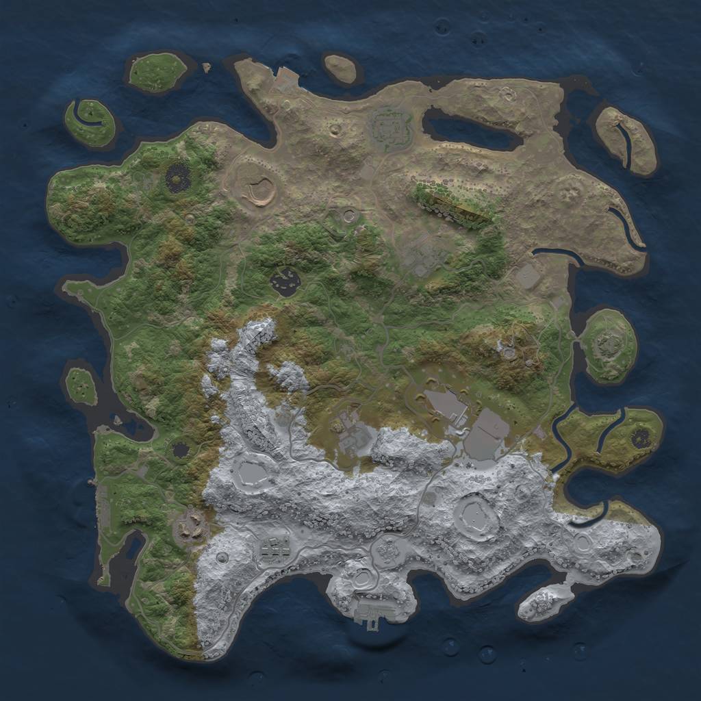 Rust Map: Procedural Map, Size: 3700, Seed: 21580557, 16 Monuments